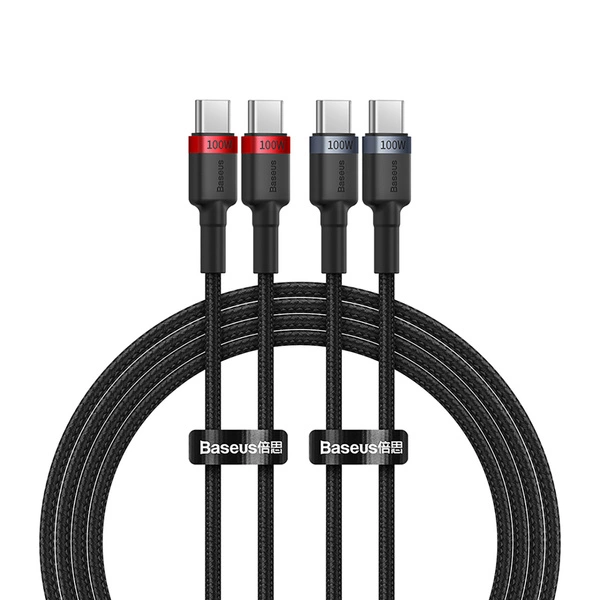 Baseus Cafule USB-C to USB-C Cable 100W 1m 2pcs (Red-Black, Gray-Black)