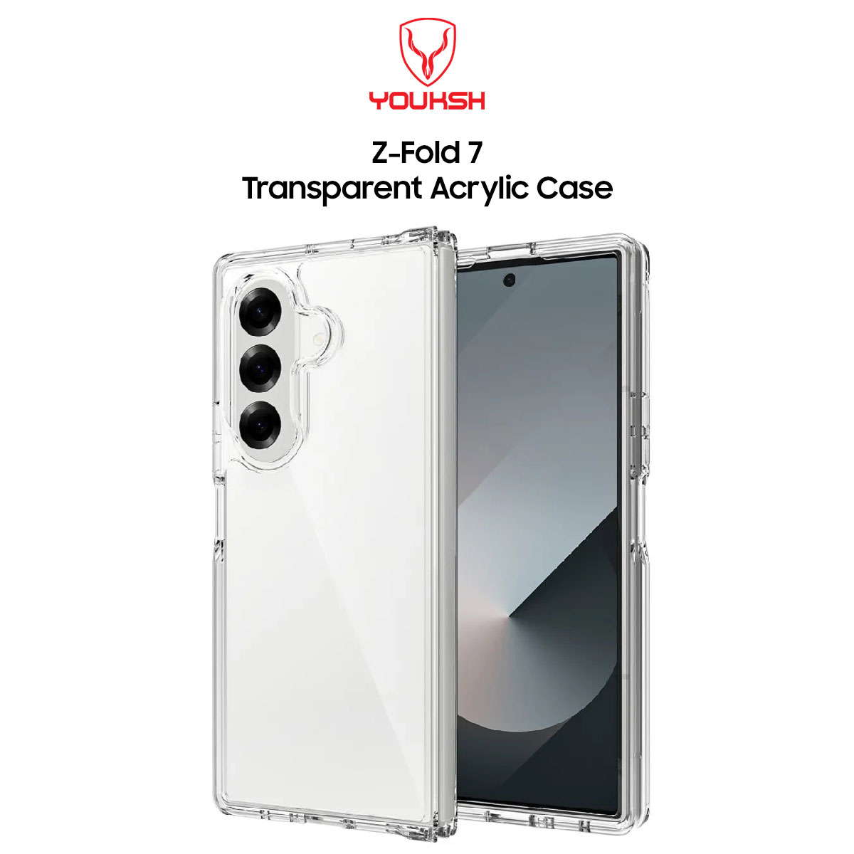 Youksh Samsung Z Fold 7 Transparent Acrylic Case Clear