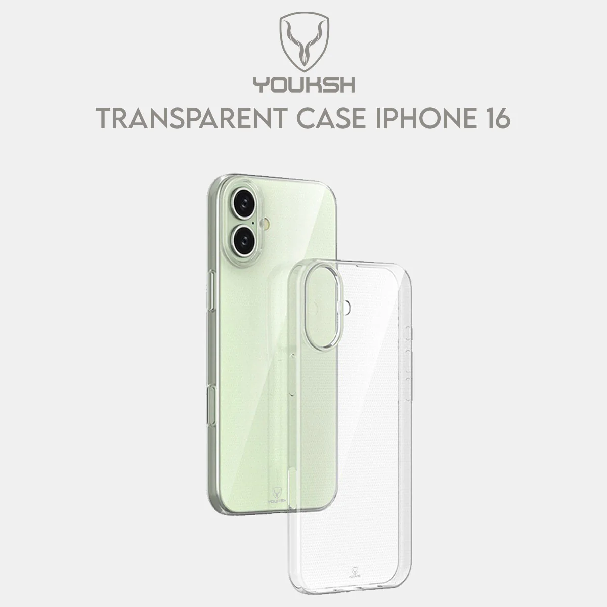 Youksh Transparent Case For iPhone 16 – Clear