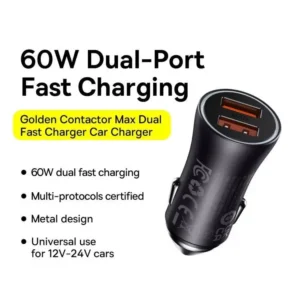 Baseus 60W Dual USB Fast Charging Car Charger CCJDZ-MU